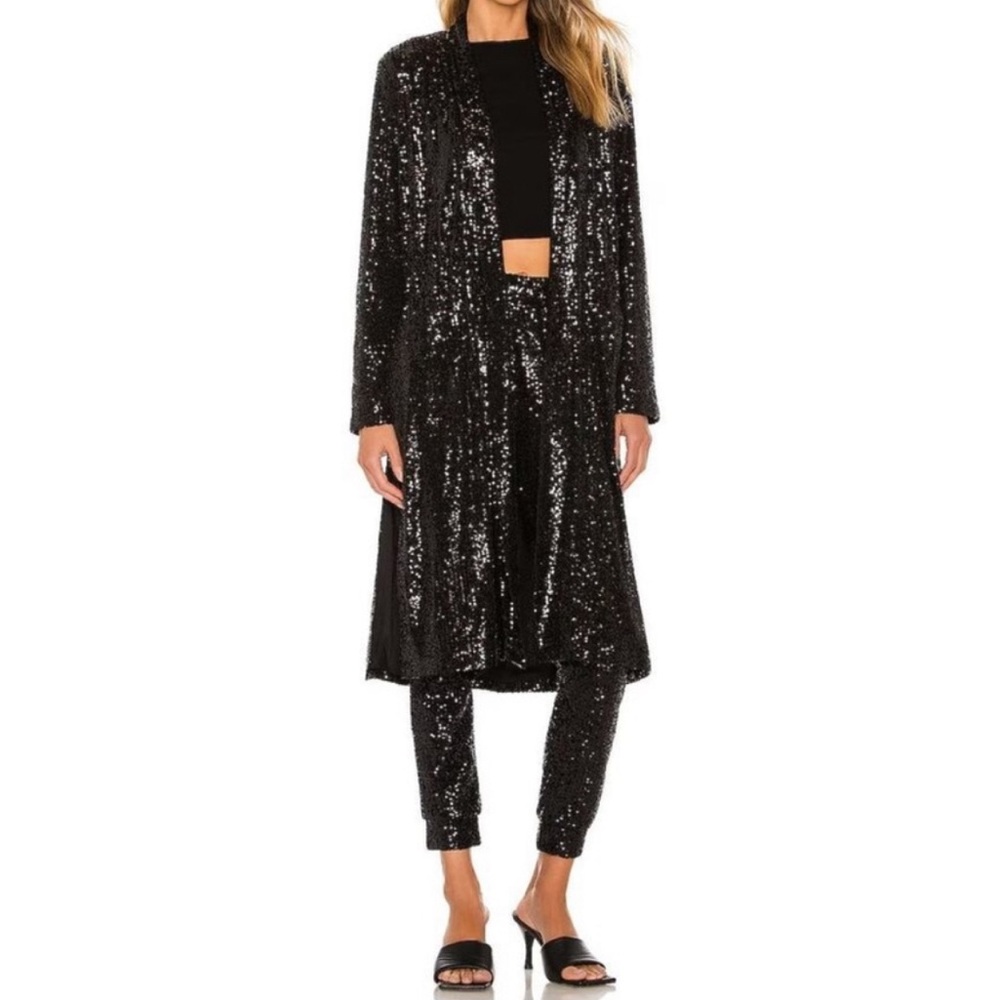 NWT - Steve Madden Black Showstopper Sequin Embellished Duster - Size Me…